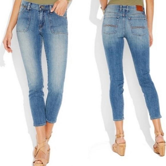 Lucky Brand Charlotte Rail Cropped Medium Wash Blue Skinny Jeans - Picture 1 of 8